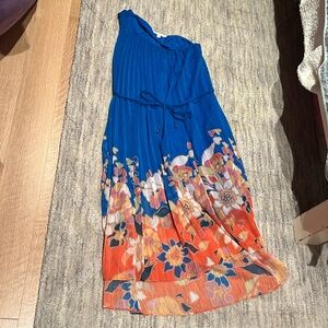 Ted Baker One Shoulder Blue Floral Dress